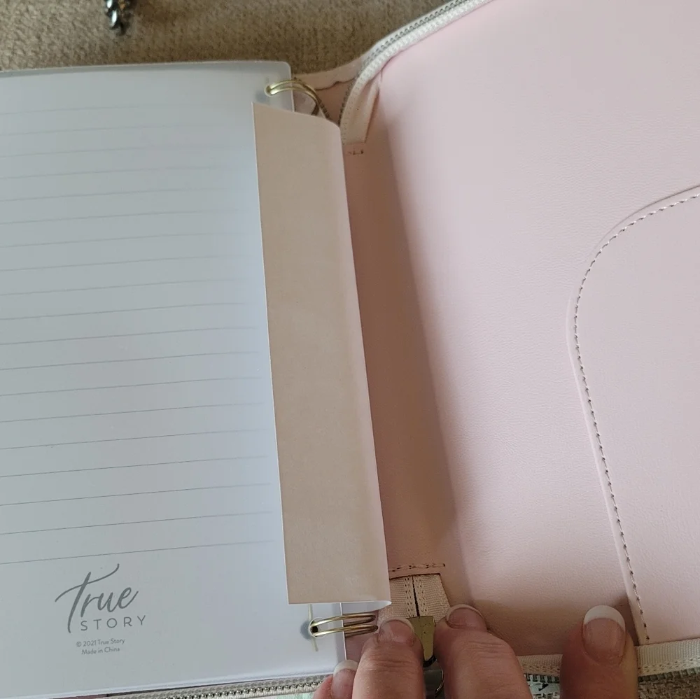 True Story Faux Leather Zip Around Closure Notebook New without Tags